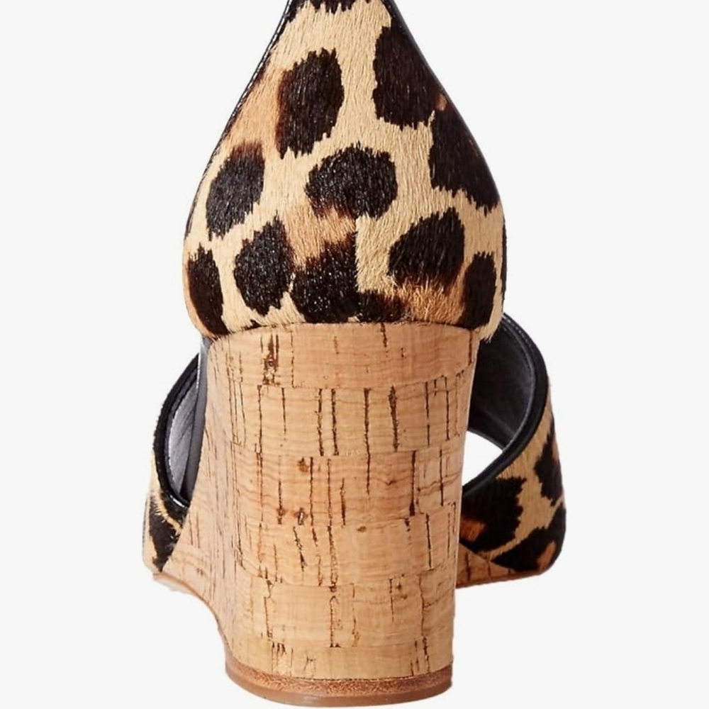 Kate Spade New York Lonnie Leopard Printed Calf Hair Wedge Sandals - 8M - Picture 3 of 13